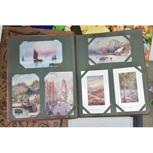 629 - EPHEMERA, once box containing three Edwardian Postcard Albums (approximately 325 postcards), to incl... 