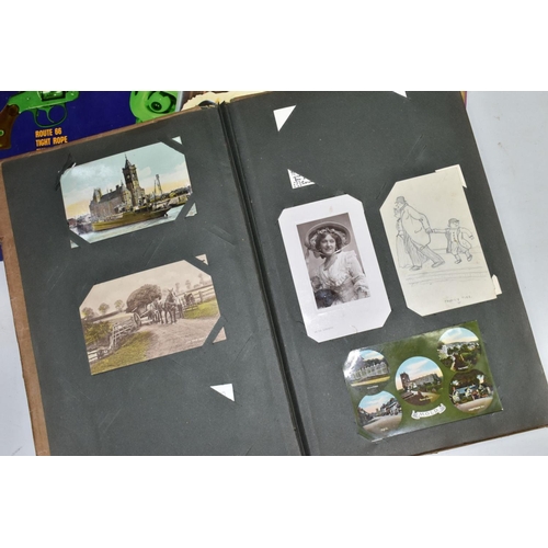 629 - EPHEMERA, once box containing three Edwardian Postcard Albums (approximately 325 postcards), to incl... 