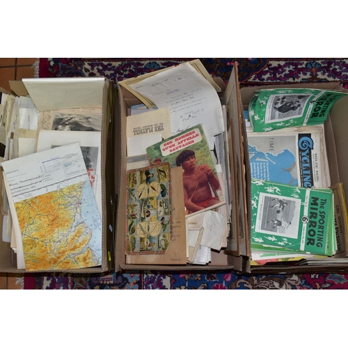 632 - EPHEMERA, THREE BOXES OF PAPER EPHEMERA, to include newspapers/cuttings, maps, indentures, children'... 