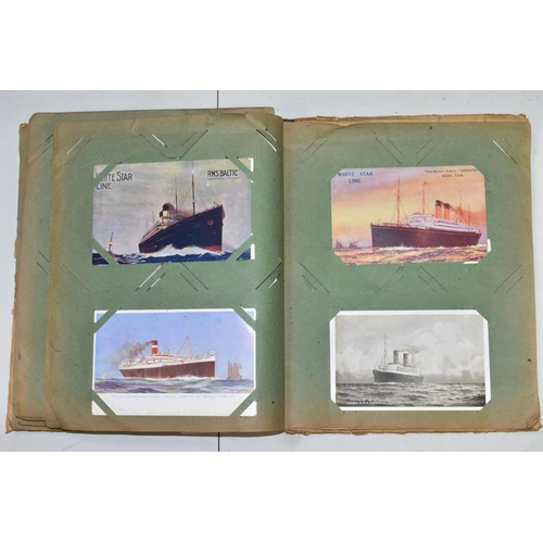 639 - POSTCARDS, an album containing approximately one hundred and thirty Commercial Shipping postcards in... 