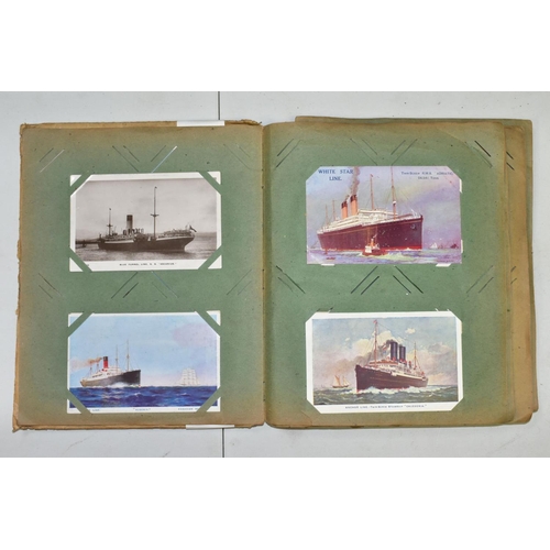 639 - POSTCARDS, an album containing approximately one hundred and thirty Commercial Shipping postcards in... 