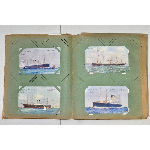 639 - POSTCARDS, an album containing approximately one hundred and thirty Commercial Shipping postcards in... 