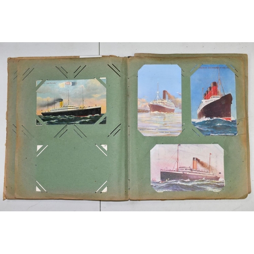 639 - POSTCARDS, an album containing approximately one hundred and thirty Commercial Shipping postcards in... 