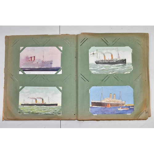 639 - POSTCARDS, an album containing approximately one hundred and thirty Commercial Shipping postcards in... 