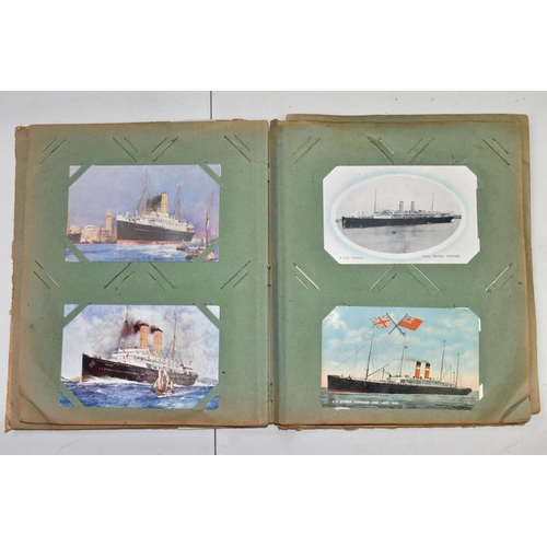 639 - POSTCARDS, an album containing approximately one hundred and thirty Commercial Shipping postcards in... 