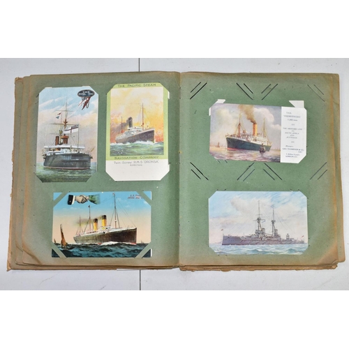 639 - POSTCARDS, an album containing approximately one hundred and thirty Commercial Shipping postcards in... 