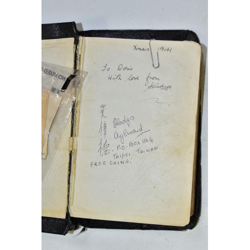 645 - BIBLE, a  bible signed by the Christian Missionary GLADYS AYLWARD, the message reads 'Xmas 1941 to D... 