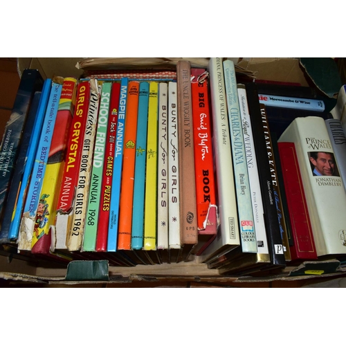 653 - BOOKS, six boxes of over one hundred and twenty five miscellaneous titles to include Royal biography... 