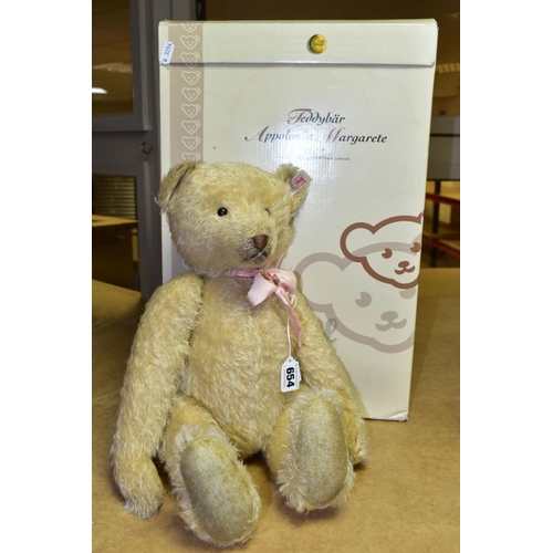 654 - A BOXED STEIFF LIMITED EDITION APPOLONIA MARGARETE TEDDYBEAR, No. 038112, limited edition No. 1171 o... 