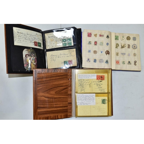 662 - EPHEMERA AND POSTAL HISTORY, three albums containing an unusual collection of Arms and Crests, monog... 