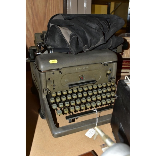 669 - A GROUP OF RADIO'S, TYPEWRITERS, CAMERAS, ETC, including a Roberts R404 radio with envelope of opera... 