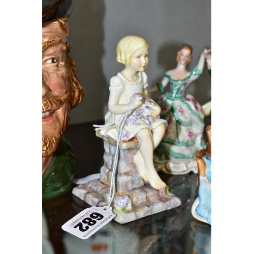 682 - A SMALL GROUP OF ORNAMENTAL CERAMICS, comprising a Royal Worcester 'Sunshine' figure modelled by Fre... 