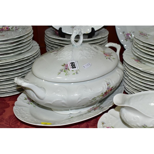 688 - A LAFARGE & CO LIMOGES PART DINNER SERVICE comprising eleven 25cm plates (five plates are chipped), ... 