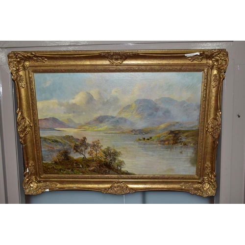 691 - FRANCIS E.JAMIESON (1895-1950) 'LOCH KATRINE', a Scottish landscape, a large body of water to the fo... 