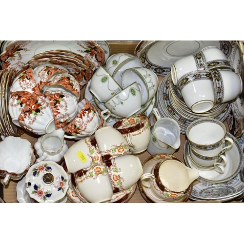 703 - SIX BOXES AND LOOSE CERAMICS AND GLASSWARE, including assorted early 20th Century part tea sets, two... 