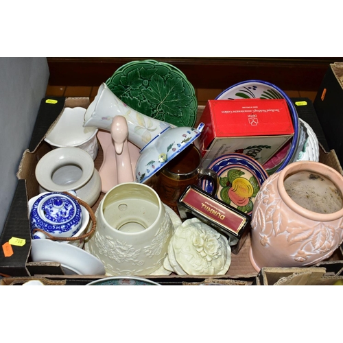 708 - FIVE BOXES AND LOOSE CERAMICS AND GLASSWARE, ETC, including two damaged Royal Doulton figures, a sma... 