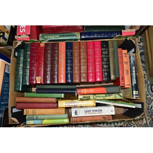 712 - BOOKS, five boxes containing 160 titles including Atlases, cookery , animals, health, woodwork, trav... 