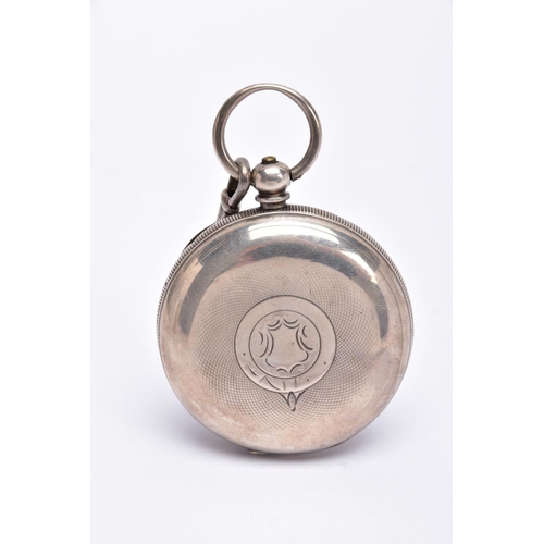 72 - AN EARLY GEORGE V OPEN FACED SILVER POCKET WATCH, white dial signed 'Fattorini & Sons Ltd, Westgate,... 