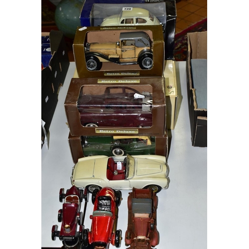 720 - A QUANTITY OF BOXED AND UNBOXED CAR MODELS, to include boxed Burago 1/18 scale Bugatti Type S9 (1934... 