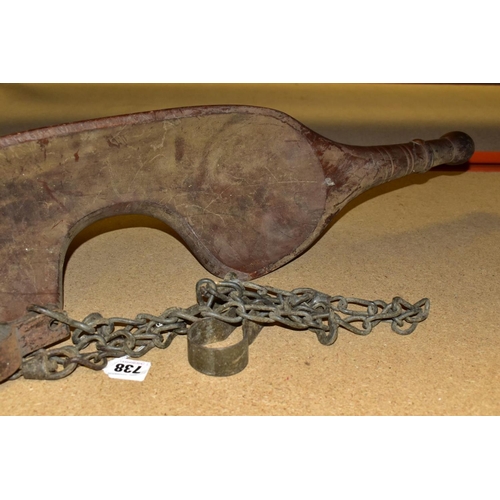 738 - A WOODEN MILK MAID'S YOKE, with original chains and hooks, approximate length 89cm