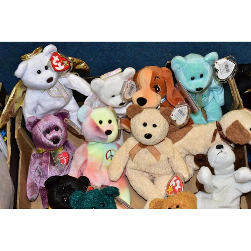 741 - TWO BOXES OF ASSORTED TY BEANIE BABIES, majority with tags, includes Platinum Membership case, mostl... 