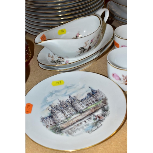 747 - AN EARLY 21ST CENTURY LIMOGES 'ROSE DE MONACO' PATTERN EIGHTY FOUR PIECE DINNER SERVICE FOR TWELVE P... 