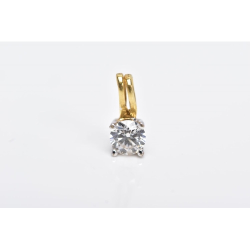 8 - AN 18CT GOLD, DIAMOND PENDANT, designed with a claw set, round brilliant cut diamond, stamped diamon... 