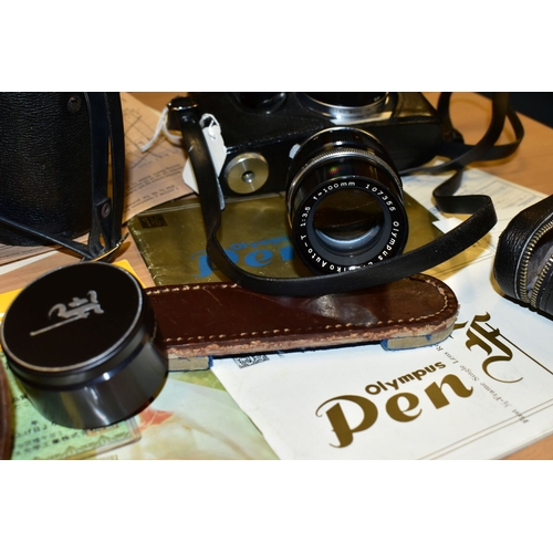 753 - AN ORIGINAL OLYMPUS F HALF FRAME FILM CAMERA fitted with a 38mm f1.8 Olympus Zuiko lens and F T expo... 