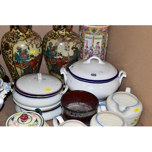 420 - A CROWN DUCAL PART DINNER SERVICE, with miscellaneous ceramics etc, the Crown Ducal dinner service c... 