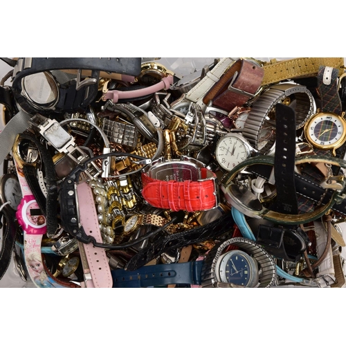 169 - A BOX CONTAINING A LARGE COLLECTION OF WRISTWATCHES, notable names include Lorus, Sekonda and Casio ... 