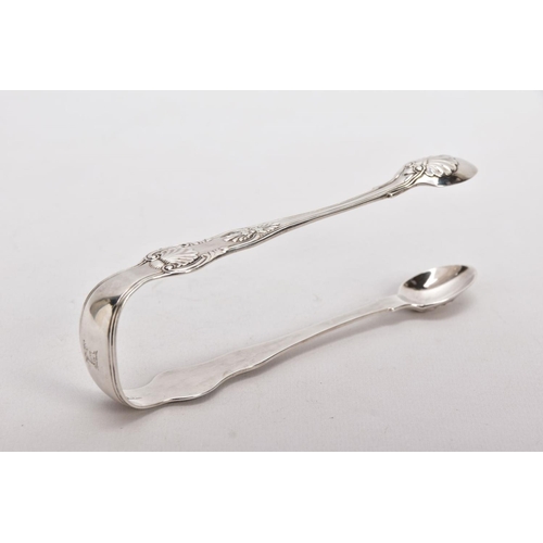 181 - A PAIR OF WILLIAM IV SILVER SUGAR TONGS, Kings pattern design, hallmarked 'William Bateman II' Londo... 