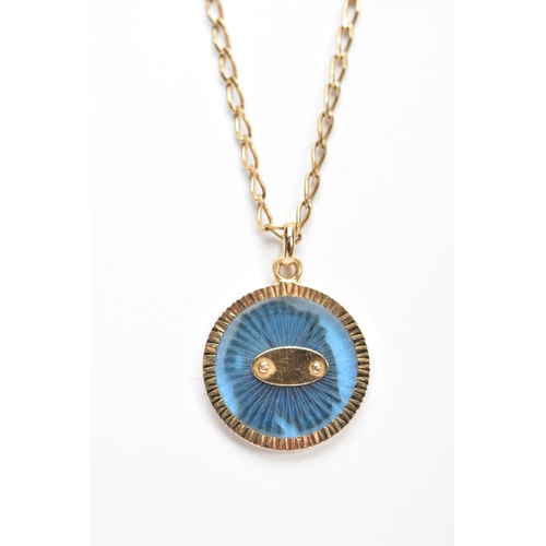 188 - A 9CT GOLD CHAIN WITH A YELLOW METAL PENDANT, curb link chain fitted with a spring clasp, hallmarked... 