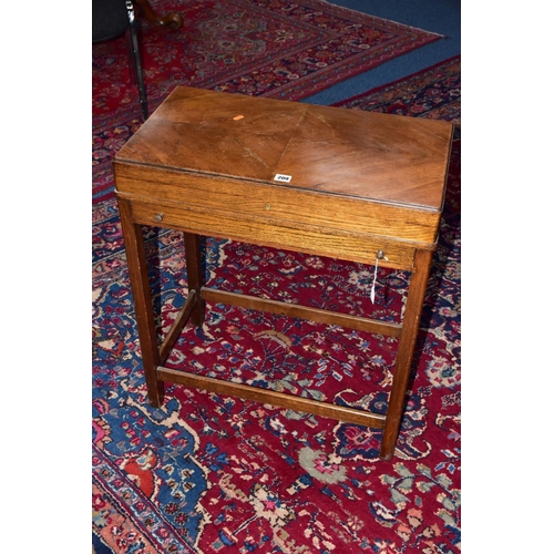 209 - AN OAK AND WALNUT VENEERED CANTEEN, possibly 1940/50's, opening top and a draw complete with 'Viners... 