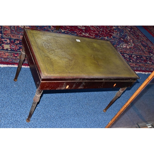 210 - A MAHOGANY CANTEEN, green leather lining to the lid, complete with 'Superior Quality Brucut' stainle... 