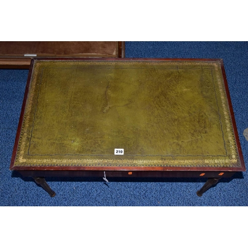 210 - A MAHOGANY CANTEEN, green leather lining to the lid, complete with 'Superior Quality Brucut' stainle... 