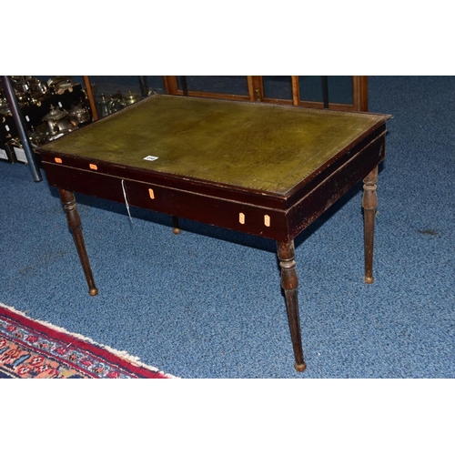 210 - A MAHOGANY CANTEEN, green leather lining to the lid, complete with 'Superior Quality Brucut' stainle... 