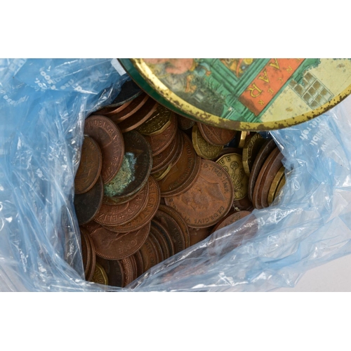 217 - A BOX OF WORLD COINAGE to include a small amount of silver coins