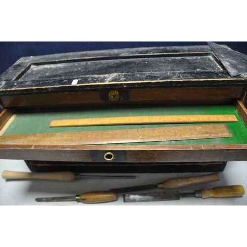 1069 - A WOODEN CARPENTERS TOOLBOX with five long graduated drawers, but no front, width 75cm x depth 25cm ... 