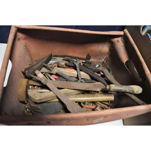 1103 - TWO TRAYS CONTAINING TOOLS AND HARDWARE including drill bits, reaming bits, toolmakers clamp, etc