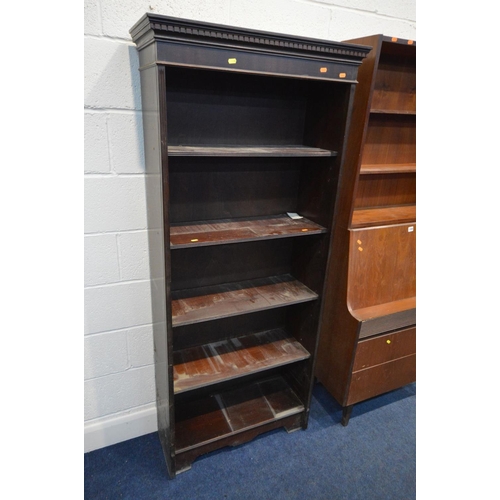 1208 - A MID 20TH CENTURY TEAK BUREAU BOOKCASE, two adjustable shelves above a fall front door enclosing a ... 