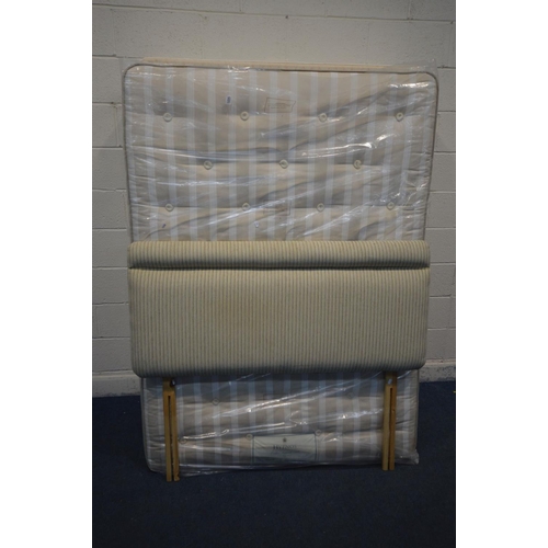 1225 - A 4FT6 DIVAN BED with drawers, Hypnos orthos support 1200 mattress and a stripped headboard (2)