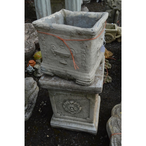 957 - A COMPOSITE SHELL SHAPED BIRD BATH on a mythical creature base, height 55cm (crack for top) along wi... 