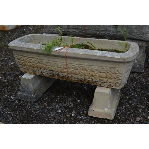 967 - A COMPOSITE RECTANGULAR PLANTER, on twin separate bases, length 70cm x height 32cm along with anothe... 