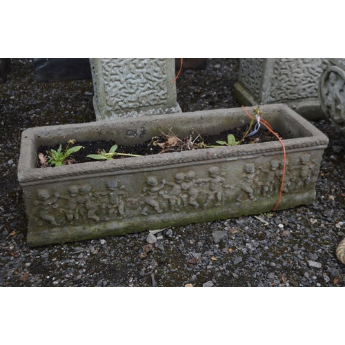 967 - A COMPOSITE RECTANGULAR PLANTER, on twin separate bases, length 70cm x height 32cm along with anothe... 