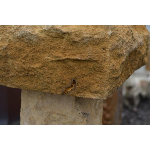 969 - A RED SANDSTONE SUN DIAL, breaks into four sections, height 90cm