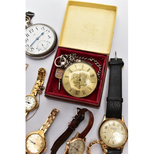 125 - A BOX OF ASSORTED WRISTWATCHES AND POCKET WATCHES, to include a cushioned shaped gold-plated 'Slava'... 