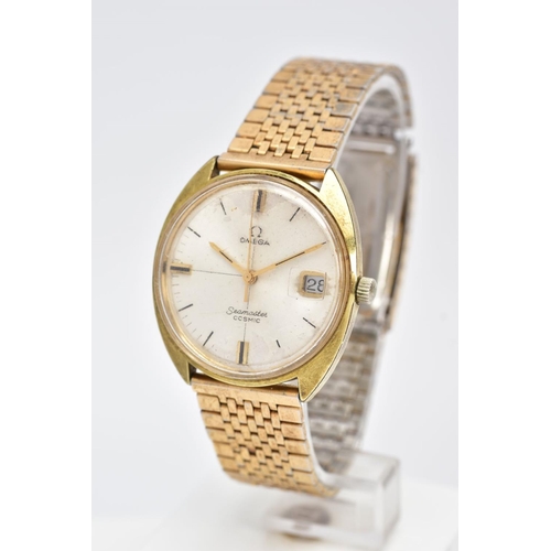 134 - A GENTS GOLD-PLATED 'OMEGA' WRISTWATCH, hand wound movement, round silver dial signed 'Omega, Seamas... 