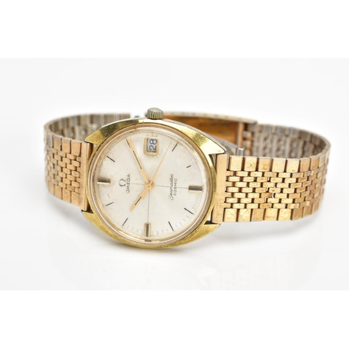 134 - A GENTS GOLD-PLATED 'OMEGA' WRISTWATCH, hand wound movement, round silver dial signed 'Omega, Seamas... 