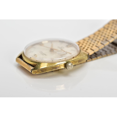 134 - A GENTS GOLD-PLATED 'OMEGA' WRISTWATCH, hand wound movement, round silver dial signed 'Omega, Seamas... 