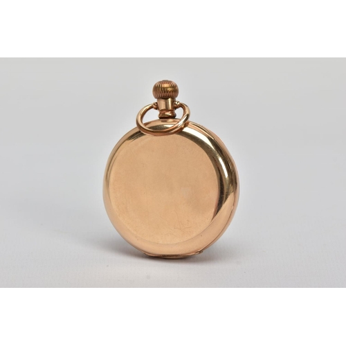 14 - A GOLD PLATED OPEN FACE 'WALTHAM' POCKET WATCH, round white dial signed 'Waltham U.S.A' Roman numera... 